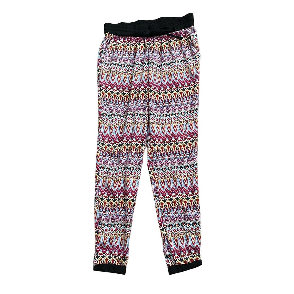 DIZZY LIZZY Womens Size Medium Pull On Boho Tribal Patterned Jogger Lounge Pants
